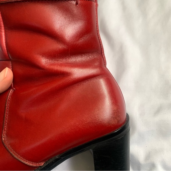Vintage Red Leather Boots - Picture 8 of 12